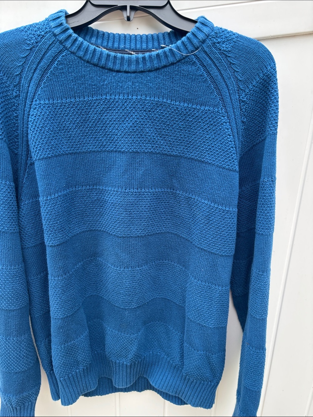 Lands' End Deep Blue Textured Crewneck Sweater - Picture 3 of 7